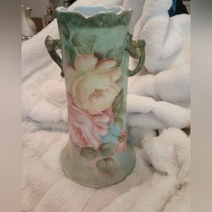 Antique Altwasser Handpainted Signed Porcelain Floral Vase